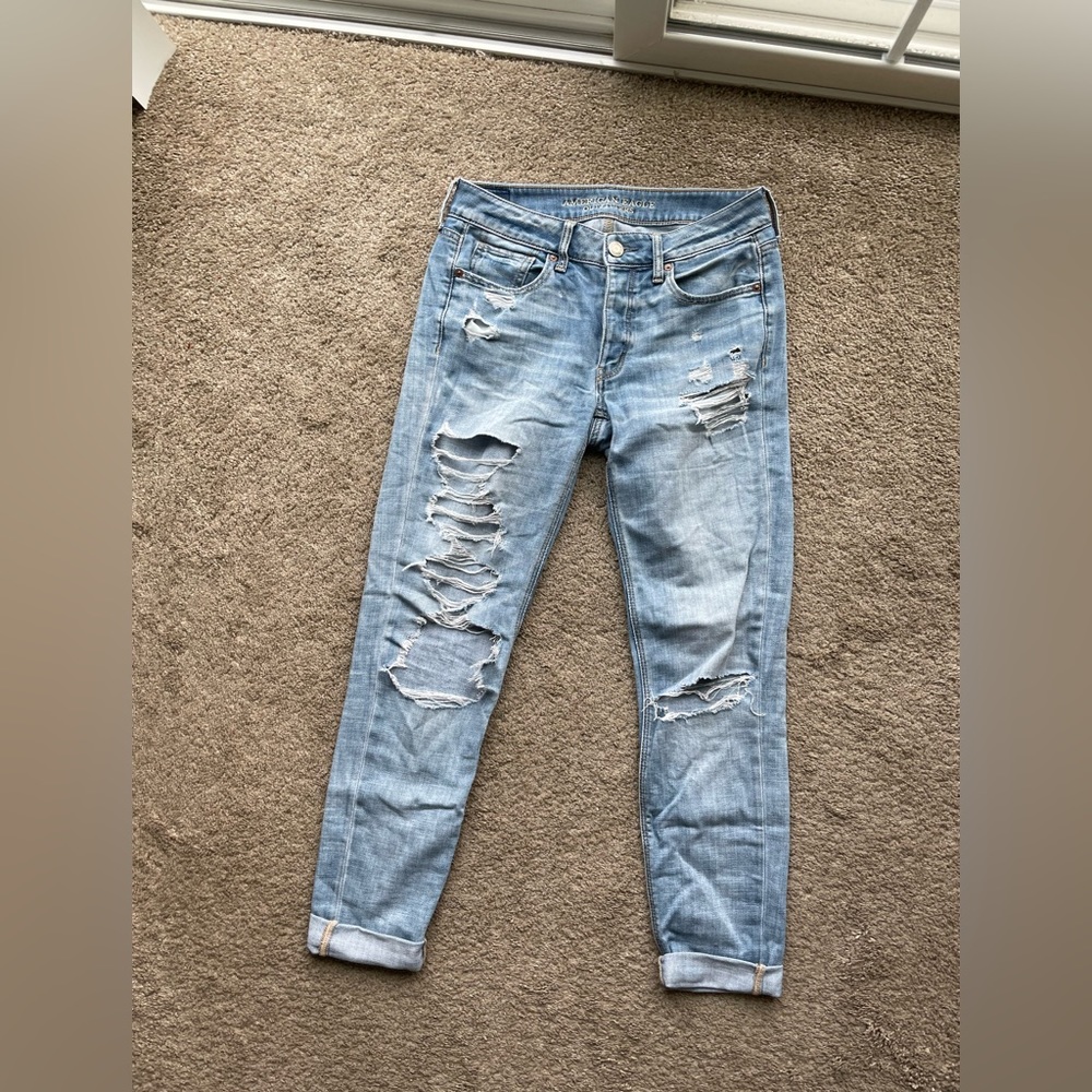 American Eagle Tomgirl Style Distressed Jeans